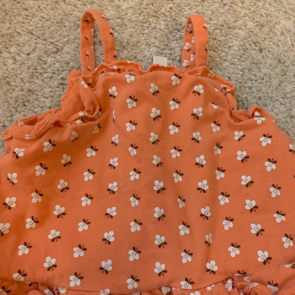 🎇🎆3for$9 Girls Janie and Jack light orange and white flowered dress- size 7 - Picture 2 of 3